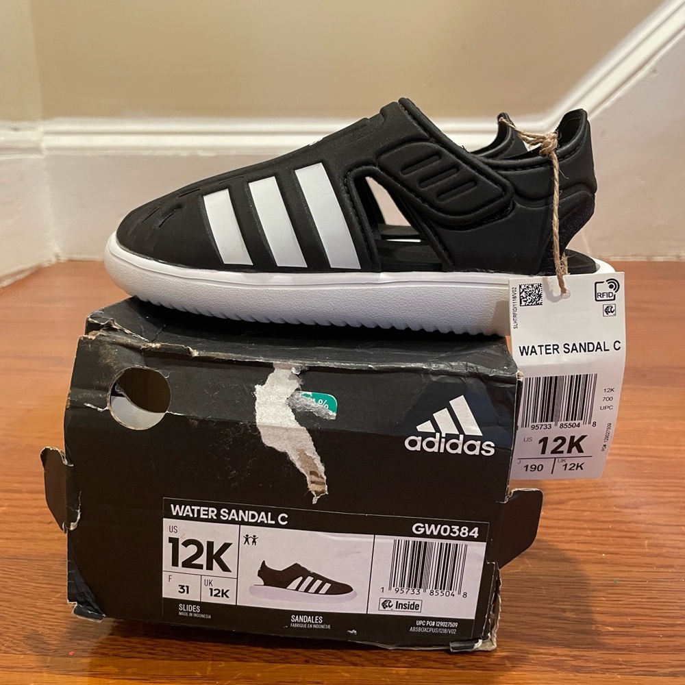New with tags - Adidas water sandal black/white size 12